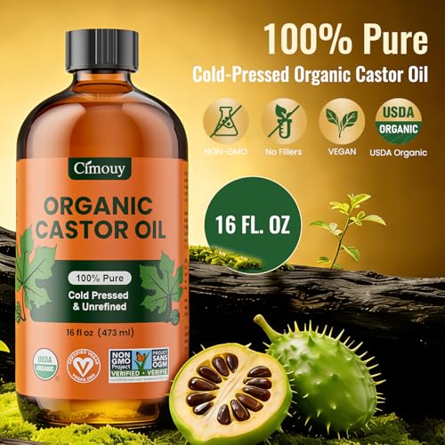 Organic Castor Oil 16oz - Cold-Pressed, Hexane-Free, USDA Certified