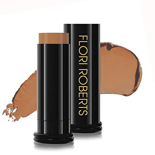 Base Strokes Crème Foundation Stick by Flori Roberts, Full Coverage for Women of Color or Deeper Skin Tones, Long Lasting Makeup, Natural Finish, Complexion Concealer & Corrector