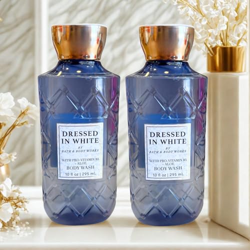 Bath & Body Works DRESSED IN WHITE Body Wash 2-piece Gift Set with a Red Bow for Holidays ? 10 fl oz each
