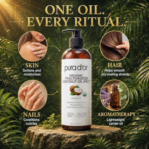 Pura D'Or Organic Fractionated Coconut Oil MCT - 16 oz