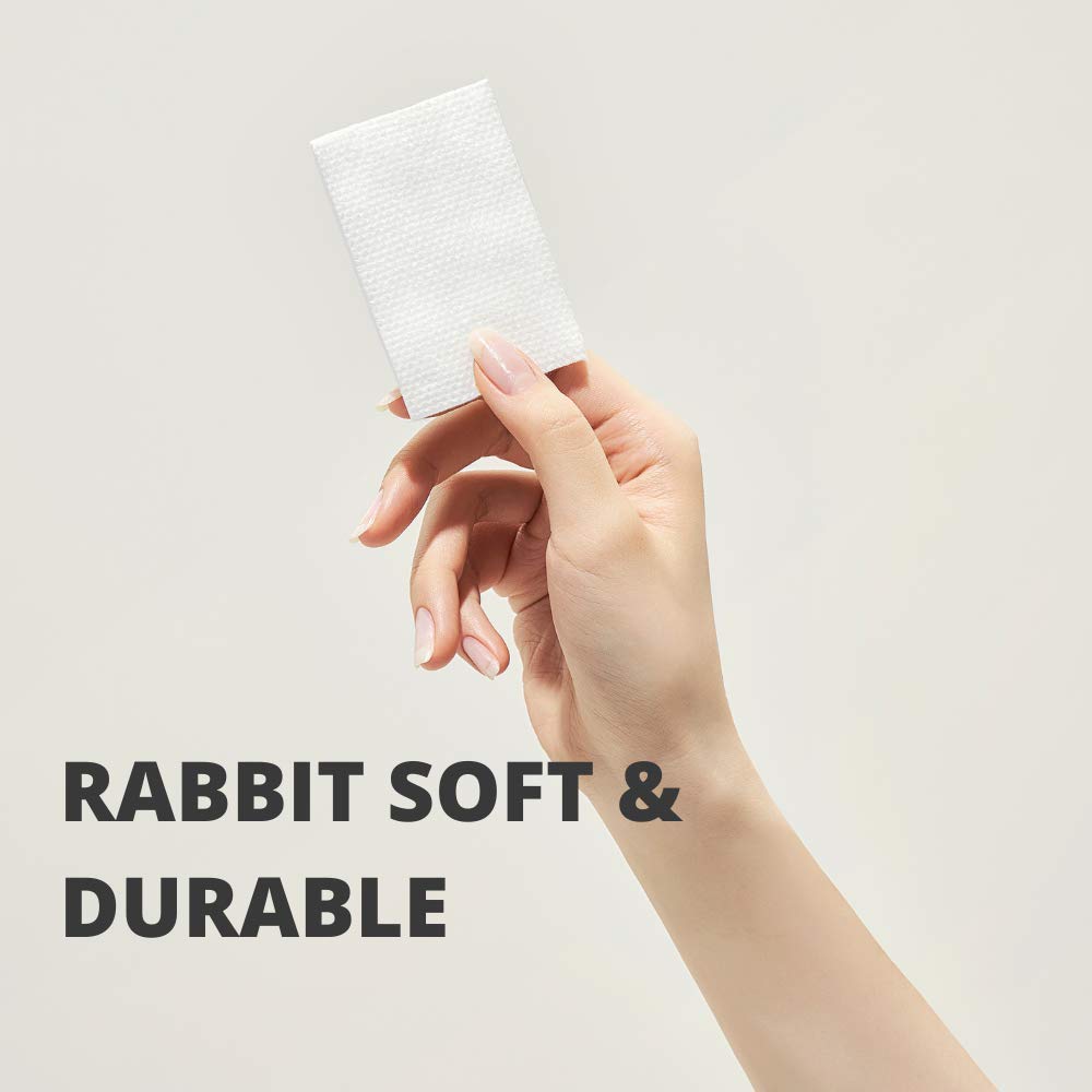 White Rabbit - NAKED COTTON Textured - Perforated Facial Cotton Pads - For Makeup Remover, Toner, Mask - 100% Cotton, Unbleached, Lint-Free - Exfoliating & Durable - Natural & Cruelty-Free - 100 Count