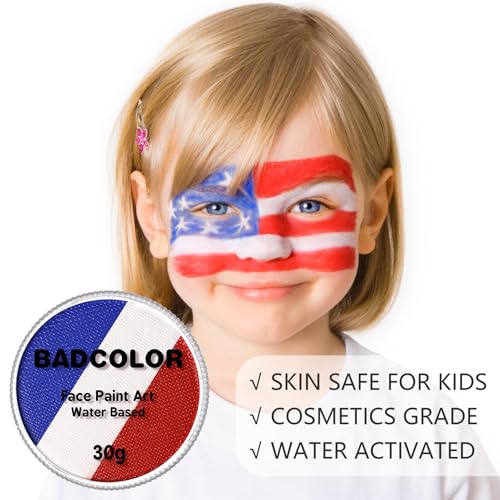 Patriotic US Flag Face Paint Kit - Red, White & Blue Body Paint