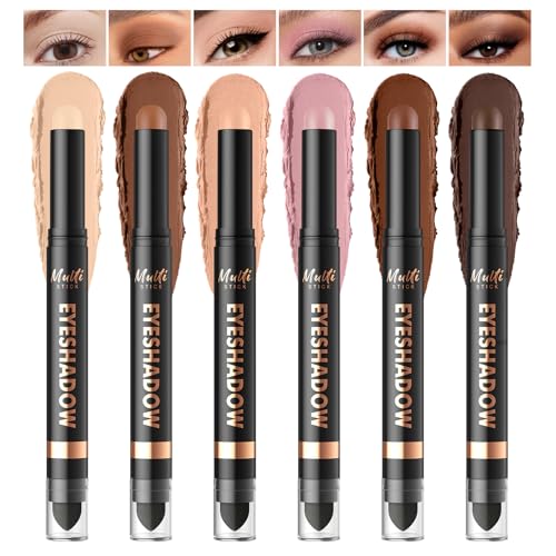 Noerrors 6-Piece Dual-Ended Eyeshadow Stick Set, Waterproof Matte