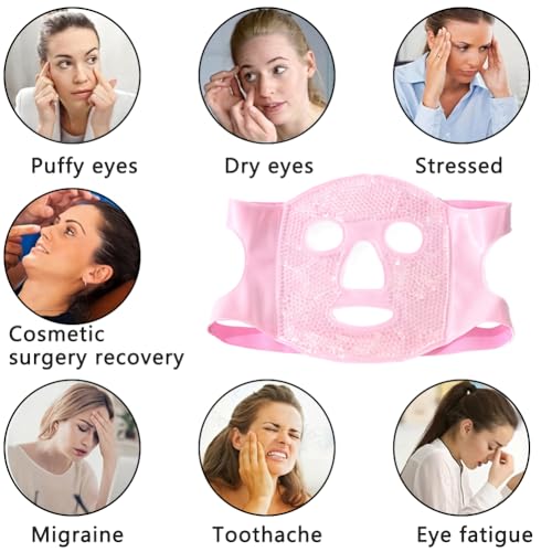 Gel Beads Ice Face Mask - Cold Hot Compress Pack for Puffiness