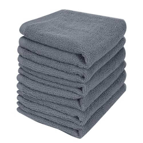 6-Pack 100% Cotton Washcloths 12x12 Inch Grey