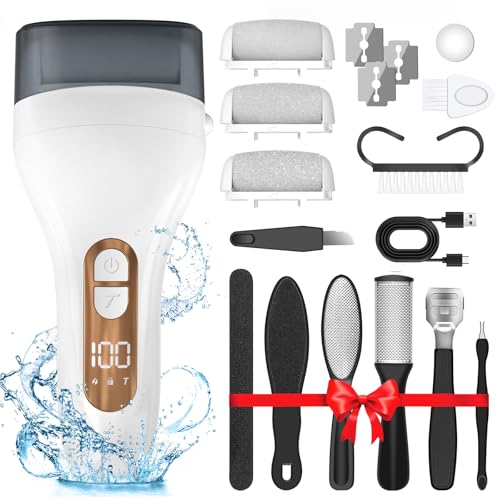 Electric Callus Remover for Feet,Rechargeable Electronic Foot File Pedicure Tools,Professional Waterproof Foot Scrubber File,Portable Pedi Feet Care for Cracked Heels &Dead Skin with LCD Display