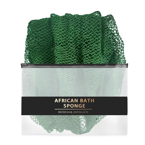 African Net Sponge Authentic with Knots - African Exfoliating Net Sponge with Handles for Body Scrubber Exfoliator - Real Africa Back Wash Bath Sponges for Shower Machine Washed & Bathing Accessories