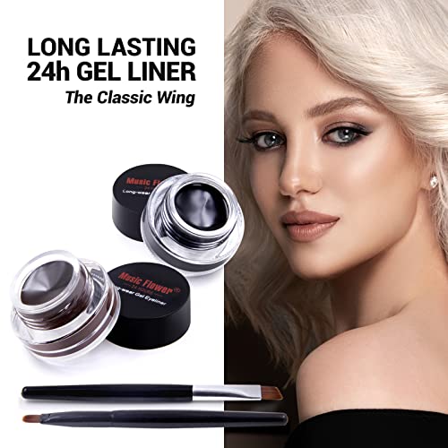 Music Flower Gel Eyeliner Waterproof - Black & Brown Duo