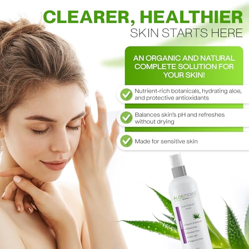 Aloe Vera Toner for Sensitive Skin: Hydrating Facial Toner for Women Anti Aging Dry, Oily & Acne Prone Skin with Soothing Aloe Vera, Pore Minimizing Witch Hazel, pH Balancing Antioxidant Green Tea 8oz