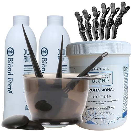 Bright Blonde Hair Lightener Powder + 13.5 oz Developer - 30 Volume Blue Lightening
