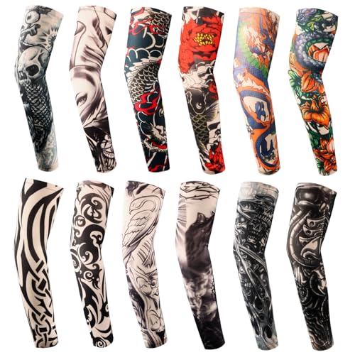 YARIEW Tattoo Sleeves for Men - 12 Pack Cooling Arm Covers
