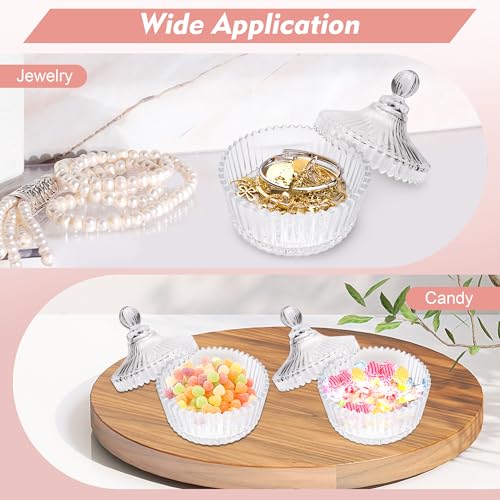 6 Pack Large Body Powder Puff and Container Set, Anglecai 4 Inch Crystal Powder Container for Body Powder Puff Dish with 3P Powder Puffs and 2P Spoon