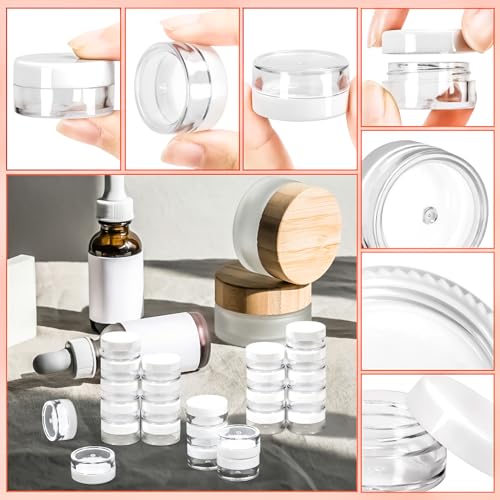 100-Pack 5g Clear Plastic Jars with Lids for Cosmetics & Samples