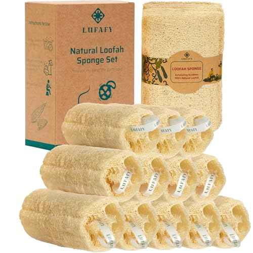 Natural Loofah Sponge 12?Pack (6"), Exfoliating Body Scrubber for Shower, Bath & Kitchen ? Plant-Based