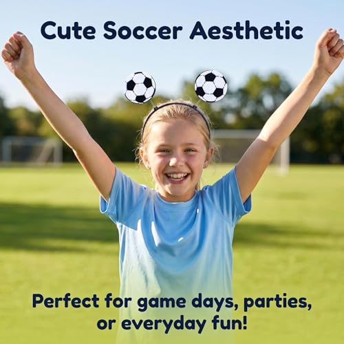 Soccer Hair Accessories Kit for Girls with Gift Box - 10 Pieces Including Headbands, Clips & Mirror