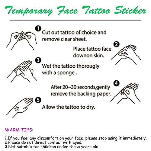 Animal Face Temporary Tattoo Stickers - 12 Sheets Water Transfer