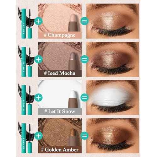 KIMUSE Eyeshadow Stick + Liquid Mascara Kit, Lightweight, Long Lasting, Crease-Proof, Smudge-Proof Eye Makeup Set