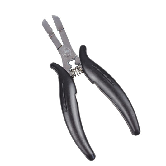 Hair Extension Pliers for Micro Nano Ring Keratin Professional Hair Extension Tool (Black Thread D-Shape)