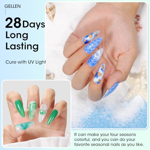 GELLEN 2pcs 18ml Blooming Gel for Nail, Clear Blooming Gel Nail Polish for Nail Art, Easy to Design Marble Watercolor Gradient For Nails, Cure with UV Led Lamp, Non-toxic Long Wear Fade-Resistant