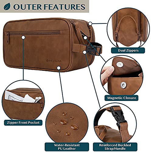 PAVILIA Men's Travel Toiletry Bag, Water-Resistant Dopp Kit