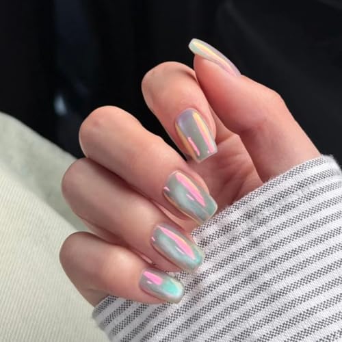 BEAUTNICE mermaid aurora Chrome Nail Powder - Glazed Donut Mirror Effect Holographic, 0.5g