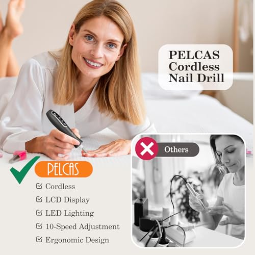 Cordless Electric Nail Drill Kit with 10 Speeds & LED Light