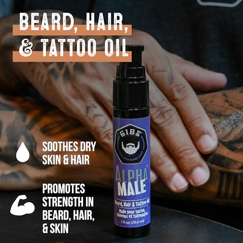 GIBS Grooming Signature Beard, Hair & Tattoo Oil, 1 oz Skull Jar