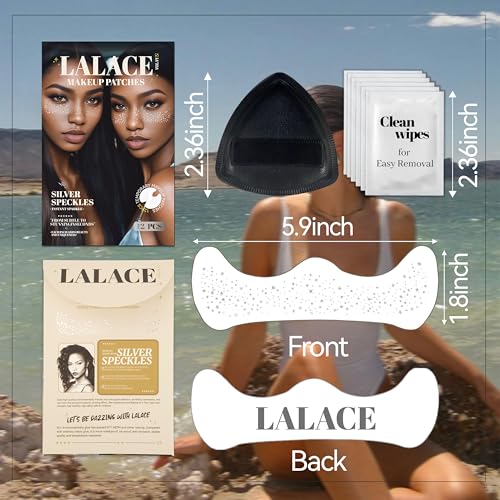 LALACE Glitter Freckles Face Tattoo ? Sparkle Freckle Temporary Tattoo, Waterproof Face Glitter for Women, Face Sparkles & Face Freckles Glitter Makeup Accessories (12pcs Silver Star)