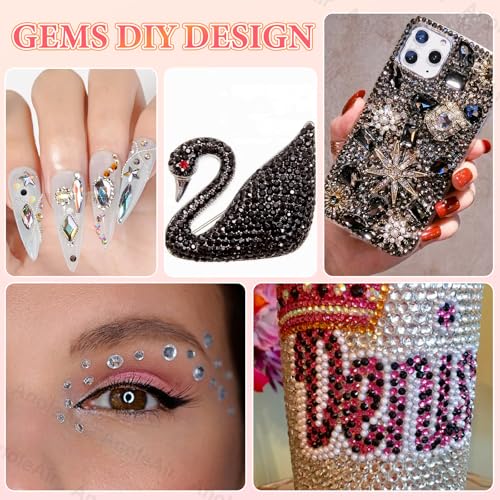 22000 Pcs Bedazzling Rhinestones Kit - Black, White, Silver Gems