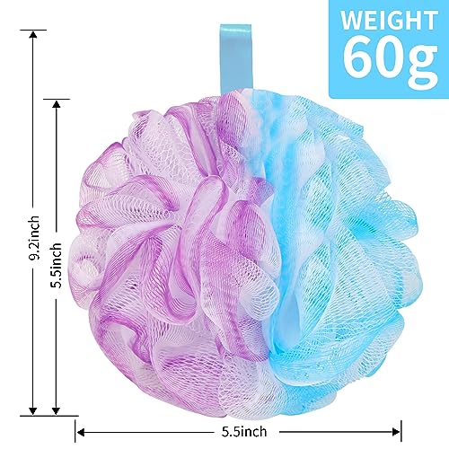 BCKENEY Bath Loofah Sponge 4-Pack Soft Mesh Exfoliating Shower Puffs