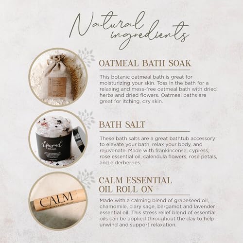 SOULISTIC ROOT Revitalizing Bath Gift - Premium Self-Care Bath & Body Set with Lavender Oatmeal Soak, Tranquil Essential Oil Roller, Epsom Salt Soak, Home Spa Kit, Ready-to-Gift Box