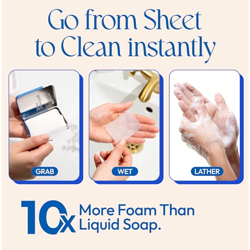 FOMIN Paper Soap Sheets - 100 Portable Travel Sheets in Tin