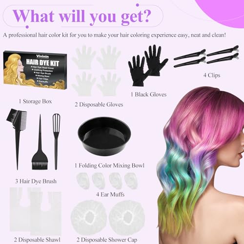 19-Piece Hair Dye Kit with Brushes, Bowl & Accessories