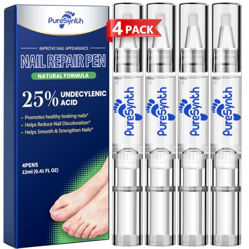 PureSynth Extra Strength Nail Repair Pen - 25% Undecylenic Acid, Aloe & Vitamin E, 4 Pack