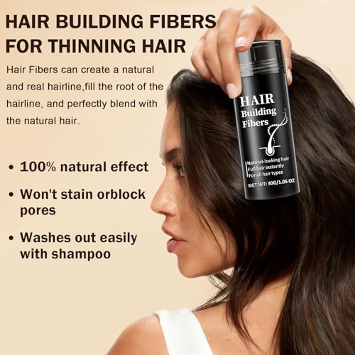 Hair Building Fibers - Black Thickening Powder for Thinning Hair