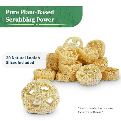 Natural Loofah Slices for Soap Making (20 Pack) - Organic Loufa Cuts - Bulk Luffa - Soap Making Supplies