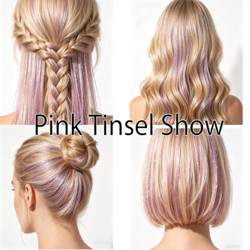 CelineBella Bubblegum Pink Hair Tinsel 48" - 1250 Strands