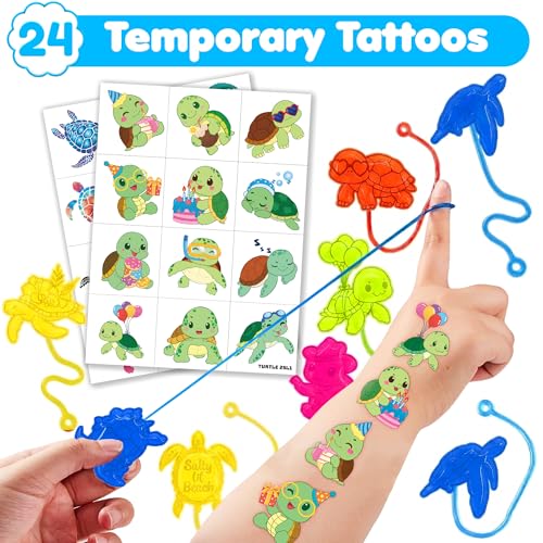 48-Piece Turtle Party Favors Set - Stick Hands & Tattoos