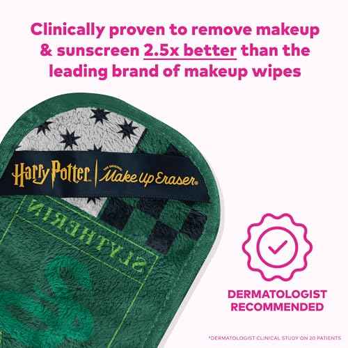 The Original MakeUp Eraser Mini PRO, Erase All Makeup With Just Water, Including Waterproof Mascara, Eyeliner, Foundation, Lipstick, Sunscreen and More! Harry Potter Slytherin, 1ct.