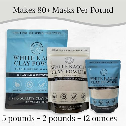 Bare Essentials Living - White Kaolin Clay Powder (5 lb) 100% Natural White Powdered Clay for Seed Bombs, White Clay Mask, DIY Spa, Soap, Bath Bomb, Deodorant, Can be Used as Kaolin Clay for Gardening