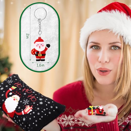 30 Pieces Christmas Gift Bulk for Women Merry Christmas Makeup Bags and Xmas Pendant Ornament Keychains Santa Socks Plaid Cosmetics Bag Snowman Goodie Bags Xmas Gnome Socks
