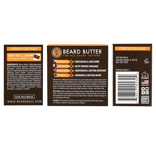 Beard Guyz Beard Butter ? Moisturizing Beard Leave-In Conditioner and Softener for Men, Tames Frizz, Softens and Hydrates Facial Hair ? 4 oz