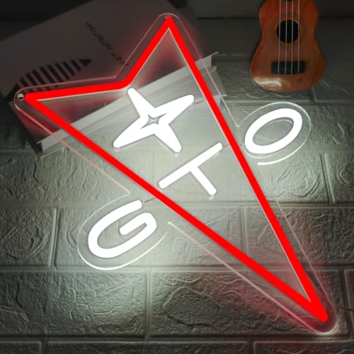 AHlove GTO Neon Car Sign - LED Store Wall Decor, Man Cave, Bedroom & Garage, 16x12 Inches, White & Red, 5V Power Adapter