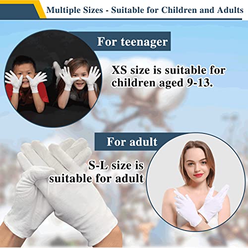 Cotton Moisturizing Gloves (12 Pairs) - Reusable White Overnight Gloves