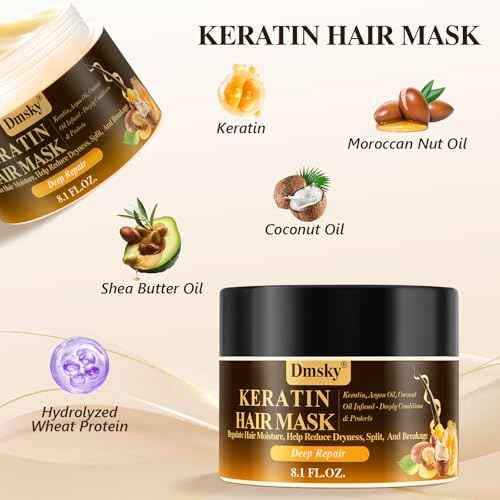 Dmsky 2 Pack Hair Mask for Damaged Hair - 16.2 Fl OZ Collagen Hair Mask & Keratin Hair Treatment-Hydrating,Repairing,Nourishes Deep Conditioning Hair Masks for All Hair Types