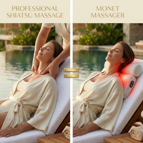 MONET Shiatsu Bath Pillow Massager - 4 Nodes, IPX8 Waterproof