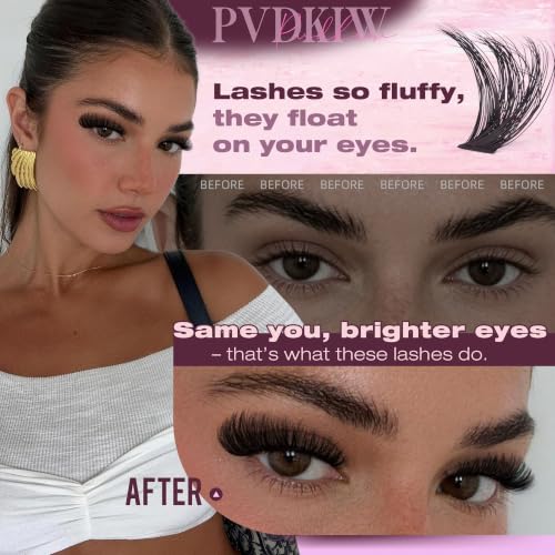 PVDKIW Fluffy Eyelash Clusters Kit - 648pcs Wispy Lashes 8-18mm