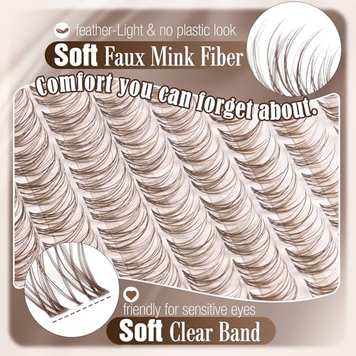 Brown Lash Clusters 8-14MM Clear Band Eyelashes