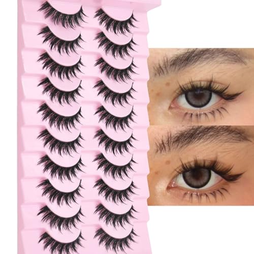 Cat Eye Wispy False Eyelashes - 10 Pairs Reusable Lashes