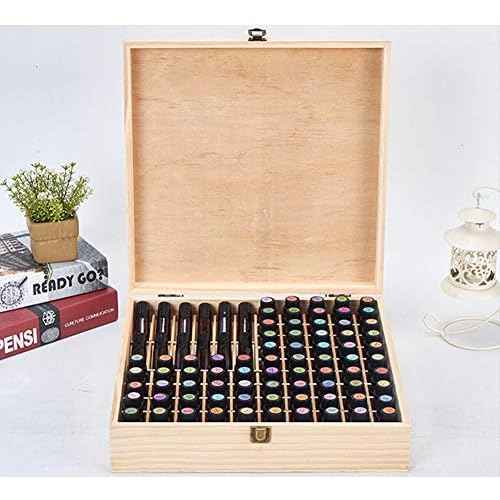 VolksRose Essential Oil Storage Wooden Box, 85 Slots for 5-15ml Essential Oil Roller Bottles, Carrying Case Display Large Organizer Gift Box Container for Travel, Presentation, Nail Polish, Makeup